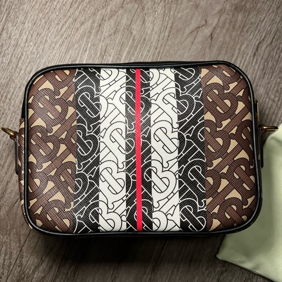Burberry Monogram Stripe E-Canvas Camera Bag and Custom Belt Strap Rare NWOT - Picture 6 of 16